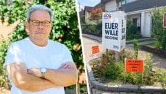 Wahlkampf im Garten: KPÖ-Mahrer gegen die FPÖ (Bild: Krone KREATIV/zVg, Attila Molnar)