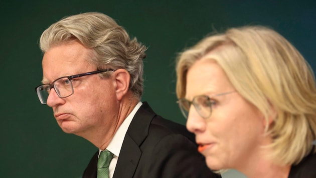 Governor Christopher Drexler and Leonore Gewessler at the presentation on Friday (Bild: Jauschowetz Christian/Christian Jauschowetz)