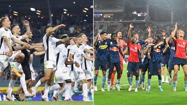 Sturm Graz (left) and Salzburg represent Austria in the Champions League. (Bild: EXPA Picture/APA/EXPA/UWE WINTER)