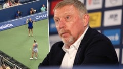 Boris Becker (re.) kritisiert Julija Putinzewa. (Bild: GEPA/x.com/Tiempodetenis1)