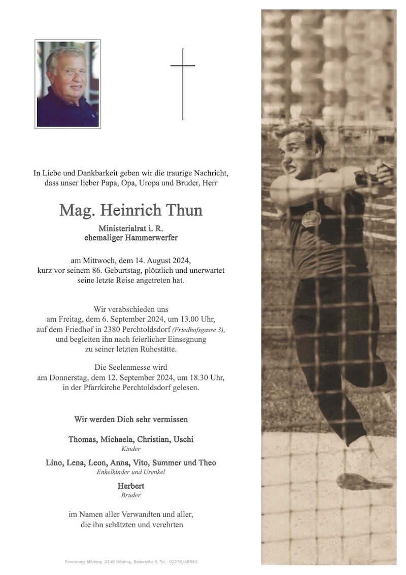 Parte für Heinrich Thun (Bild: Familie Thun)