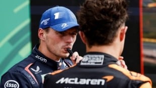 Max Verstappen (l.) musste sich mit Rang sechs zufriedengeben. (Bild: AFP/APA/SIMON WOHLFAHRT)