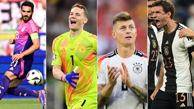 Ilkay Gündogan, Manuel Neuer, Toni Kroos and Thomas Müller (from left to right) ended their national team careers. (Bild: GEPA/GEPA pictures)