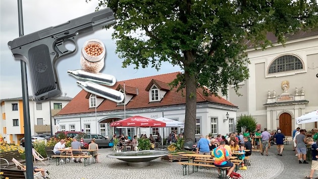 People were frightened at the market square in Hoheneich. (Collage) (Bild: Gemeinde Hoheneich, Adobe Stock/Sergei, Krone KREATIV)