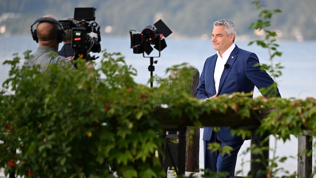 Was Karl Nehammer convincing in the ORF "Sommergespräch"? (Bild: APA/Barbara Gindl)