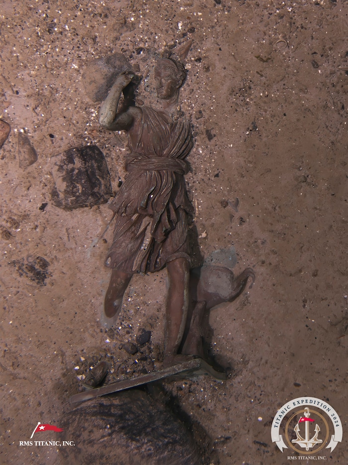 The ravages of time have also taken their toll on this bronze statue.