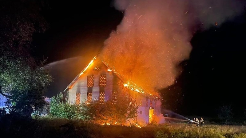 Die Florianis kämpften verbissen gegen das Flammenmeer an. (Bild: Berufsfeuerwehr Klagenfurt)