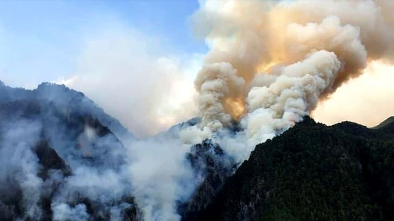 Flammeninferno am italienischen Berg Cimadors nahe der Kärntner Grenze. (Bild: zVg)