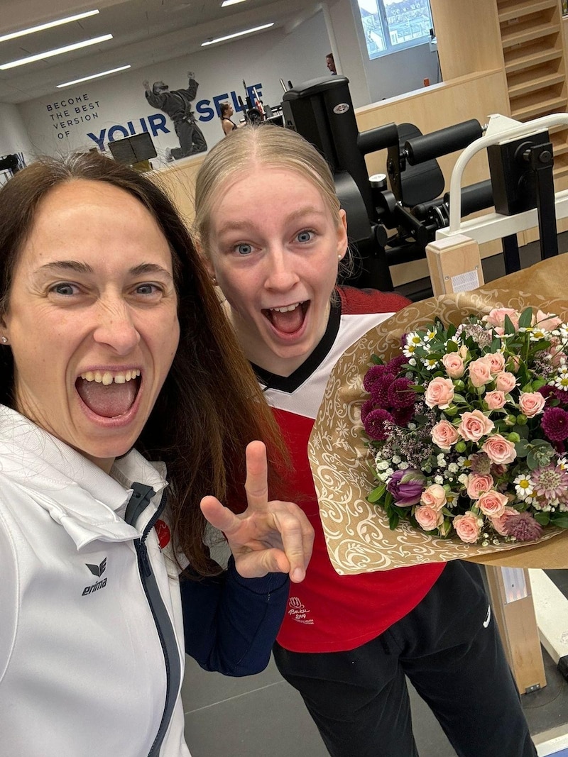 Before Paris, Martina Lackner-Keil (left) accompanied Olympic gymnast Charlize Mörz. (Bild: ZVg)