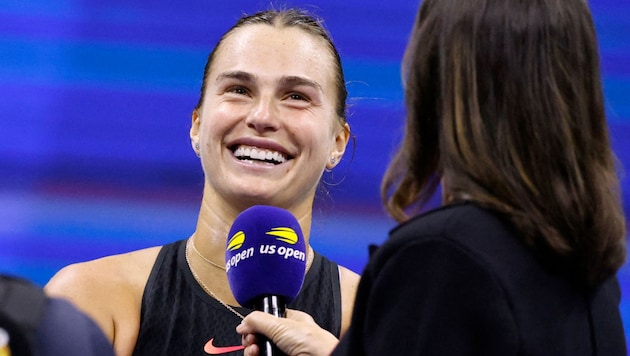 Aryna Sabalenka in a good mood (Bild: AFP/KENA BETANCUR)