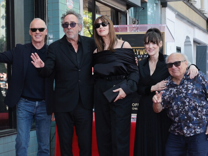 Michael Keaton, Tim Burton, Monica Bellucci, Winona Ryder and Danny DeVito at the ceremony ...