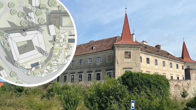 The castle in Droß is the object of desire. Architect's plans show the planned conversion or new building. (Bild: BWM Architektur & Design, Krone kreativ)