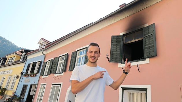 Marcel Schaffer war am Weg zur Polizeiinspektion, als er den Brand bemerkte. (Bild: Jauschowetz Christian)