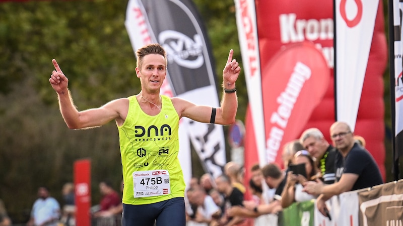 Fastest: Philipp Obermüller (Magistrat Linz) crossed the finish line after just 14:19 minutes. (Bild: Wenzel Markus)