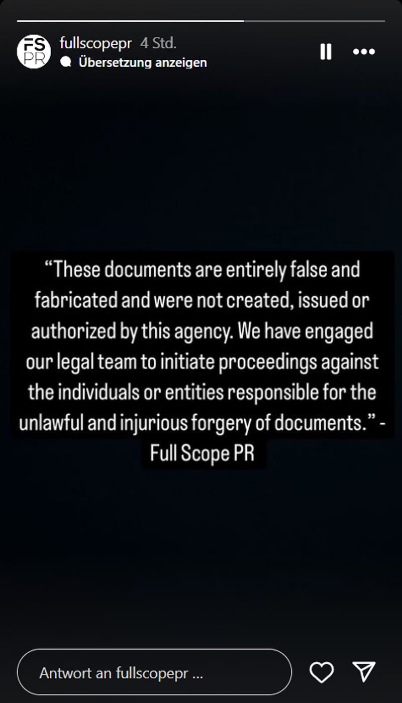 Full Scope PR denied the rumors. (Bild: Instagram/fullscopepr)