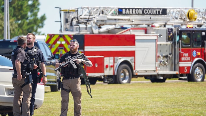 A 14-year-old opened fire at a school (the picture shows emergency services) in the US state of ...