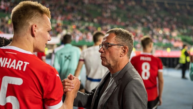 Ralf Rangnick (rechts) hat Philipp Lienhart in die Startelf beordert. (Bild: GEPA/GEPA pictures)