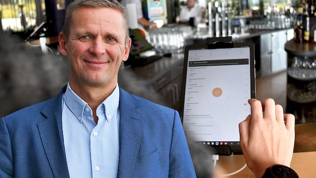 Christian Grünbart is increasingly relying on AI. Guests can also order using an app, (Bild: Krone KREATIV/Hotel AVIVA Betriebs GmbH (2))