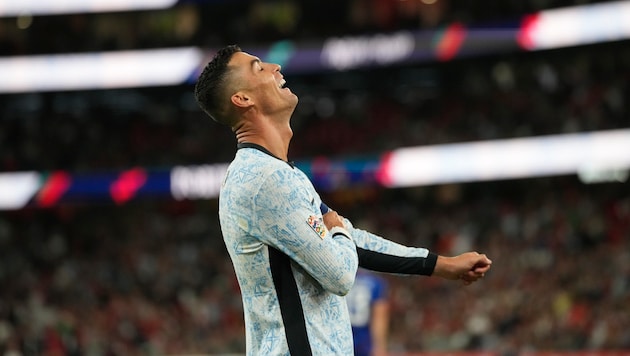 Cristiano Ronaldo traf bei Portugals Sieg gegen Kroatien. (Bild: AP ( via APA) Austria Presse Agentur/ASSOCIATED PRESS)