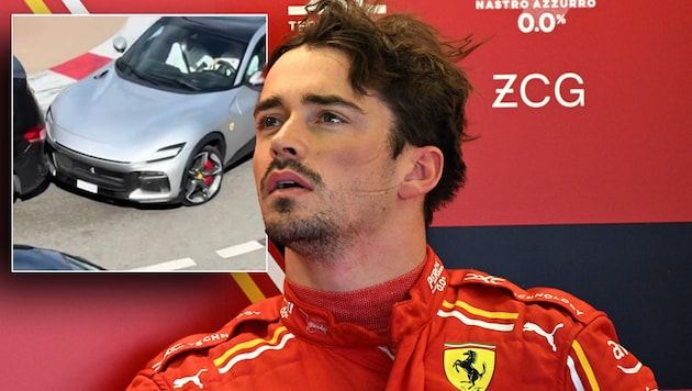 Charles Leclerc baute im Straßenverkehr einen Auffahrunfall. (Bild: AFP/APA/Paul Crock, X/Zero2Turbo)