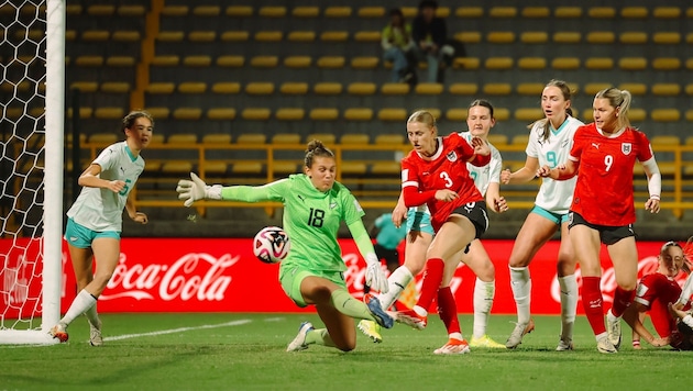 So traf Sarah Gutmann zum 2:0 für Österreich. (Bild: ÖFB/Jasmin Walter)