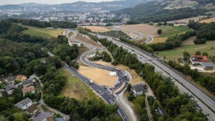 So sieht aus der Vogelperspektive der neue Autobahnanschluss aus.