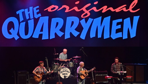 Die legendären Quarrymen mit den beiden verbliebenen Ur-Mitgliedern Colin Hanton (Schlagzeug) und Rod Davis (Gesang, Gitarre). (Bild: Dave Nelson)