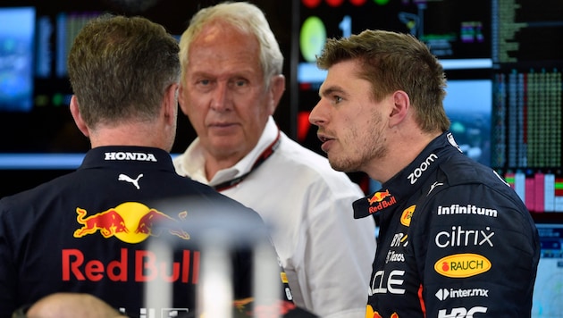 Helmut Marko und Max Verstappen. (Bild: AFP/APA/ALFREDO ESTRELLA)