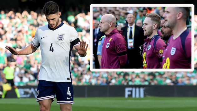 Declan Rice did not celebrate his goal - coach Lee Carsley did not sing along to the anthem. (Bild: AFP or licensors)