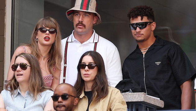 Taylor Swift, Travis Kelce und Patrick Mahomes (Bild: 2024 Getty Images)