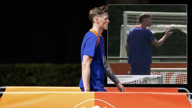 Ein wütender Wout Weghorst verlässt das Trainingsgelände. (Bild: AFP/APA/ANP/Olaf KRAAK, X/ESPNnl)