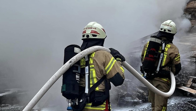 Der Feuerwehreinsatz im Dornbirner Heizwerk. (Bild: Feuerwehr Dornbirn)