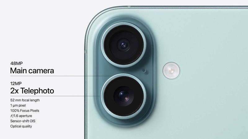 Cropping" allows the 48 megapixels of the main camera to be turned into a telephoto shot with twelve megapixels. (Bild: Apple)