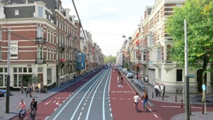 So könnte es bald in der Bahnhofstraße aussehen. Autoverkehr wird reduziert, es soll viel Platz für Radfahrer und Fußgänger geben. (Bild: City Amsterdam)