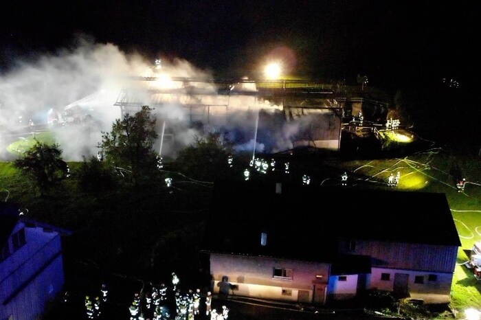 An aerial view of the scene of the fire.