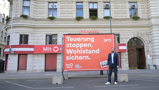 Federal Managing Director Klaus Seltenheim at the presentation of the 2nd wave of SPÖ posters (Bild: APA/ROLAND SCHLAGER)