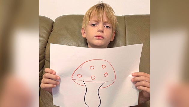 Little Matteo is one of Vienna's "wardrobe victims": the five-year-old's beloved toadstool was taken from him. (Bild: Krone KREATIV/Jutta E.)