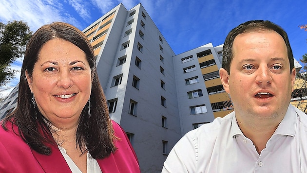 Housing Councillor Kathrin Gaál (SPÖ) and the Greens' housing spokesperson Georg Prack (Bild: Krone KREATIV/zwefo, Peter Tomschi)