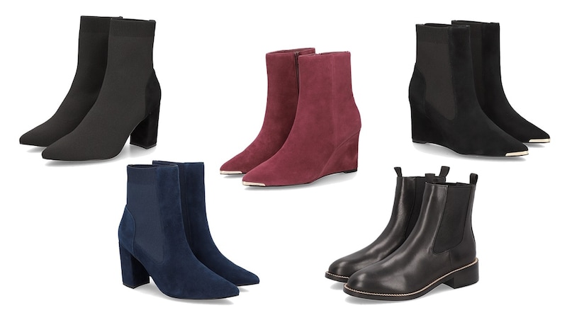 Veloursleder-Stiefelette AVA, Stiefelette HEDY in Bordeaux oder der Glattleder Chelsea Boot JOSEPHINE runden als „All-Time-Classics“ die vielfältige Auswahl ab. (Bild: Humanic)