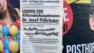 Dieses Plakat hing am Dienstag unter anderem am Linzer Südbahnhofmarkt (Bild: Pachner Jürgen/Jürgen Pachner)