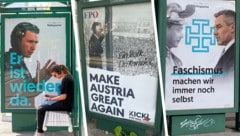 Am 11. September 2024 tauchten in Graz plötzlich diese Plakate auf (Bild: Krone KREATIV/Scheriau, Traby, zVg)