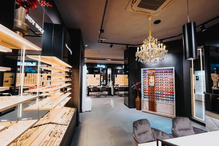 Eyewear is sold on two floors at Herrengasse 26.