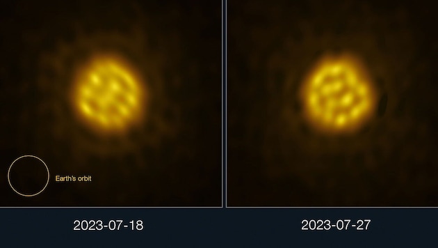 (Bild: ALMA (ESO/NAOJ/NRAO)/W. Vlemmings et al.)