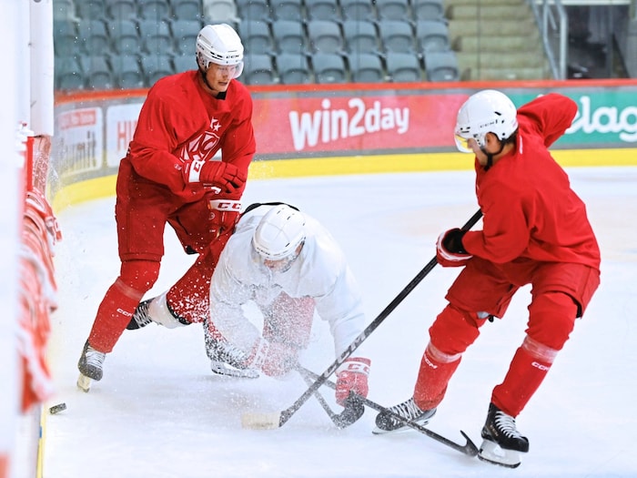 KAC-Verteidiger Thimo Nickl gibt auch im Training Gas.