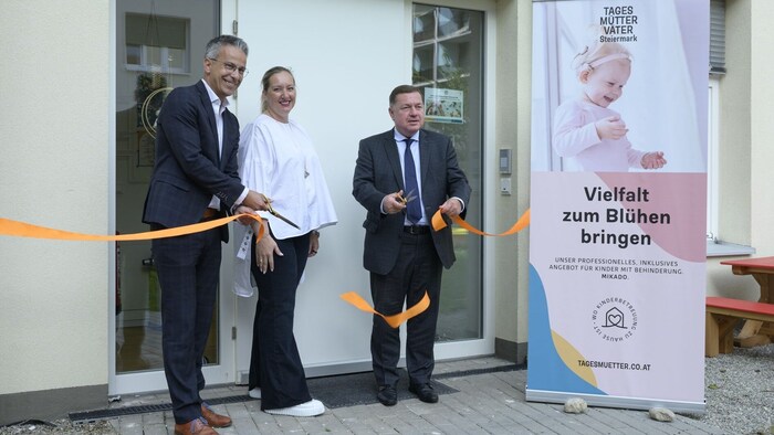 Offizielle Eröffnung der Kinderkrippe mit Kurt Hohensinner, Daniela Wohlmuth und Werner Amon.
