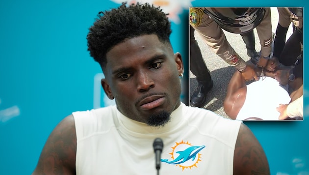 Tyreek Hill was arrested a few hours before the game against the Jaguars. (Bild: AP ( via APA) Austria Presse Agentur/ASSOCIATED PRESS)