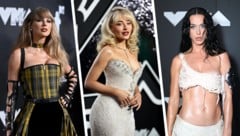 Taylor Swift, Sabrina Carpenter und Katy Perry sorgten bei den VMAs mit ihren Styles für großes Aufsehen. (Bild: AFP/GETTY IMAGES/Catherine Powell, Getty Images via AFP/Dimitrios Kambouris, Getty Images via AFP/Noam Galai)