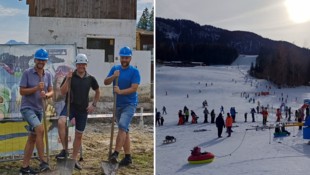 Die Enthusiasten beim Spatenstich für die Beschneiungsanlage: Markus Panzl, Sebastian Kröll, Martin Mairhofer (Bild: zVg)