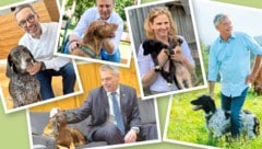 Mit Hunden posiert jeder Politiker gerne! Doch wie viel Tierschutz betreiben die Parteien wirklich? (Bild: Krone KREATIV/NEOS, SPÖ, Bernhard Schindler, ÖVP, FPÖ)