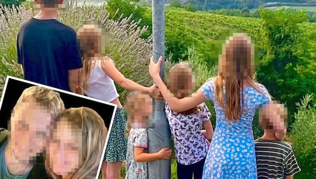 Eine Großfamilie aus Wels in Oberösterreich: glücklich, aber finanziell schwer am Limit (Bild: privat, Krone KREATIV)